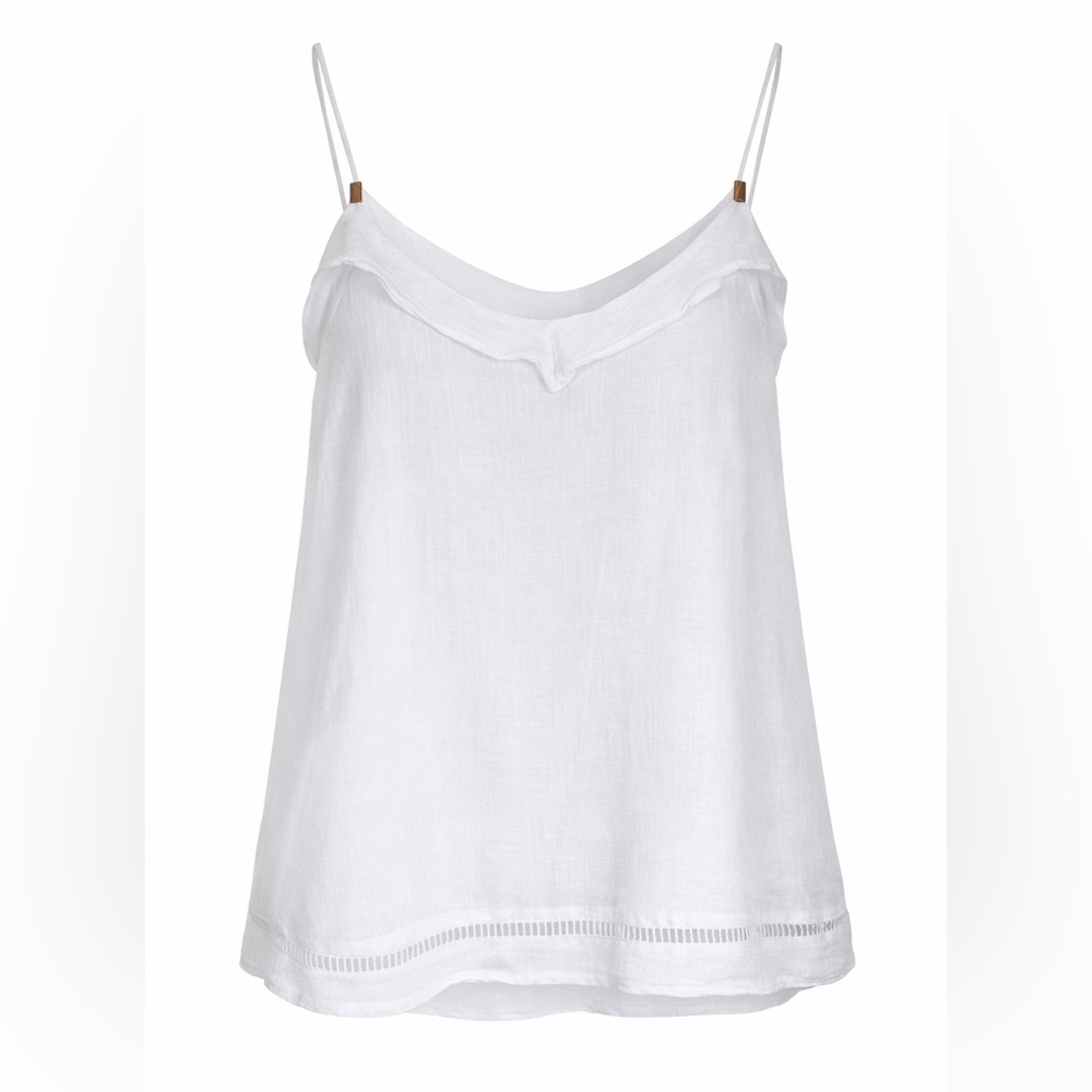 Harve Benard White Semi-Sheer Cami Size L Beaded Strap Detail